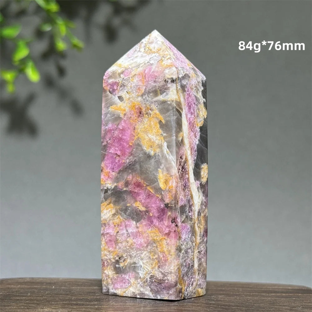 Natural Plum Blossom Tourmaline Obelisk