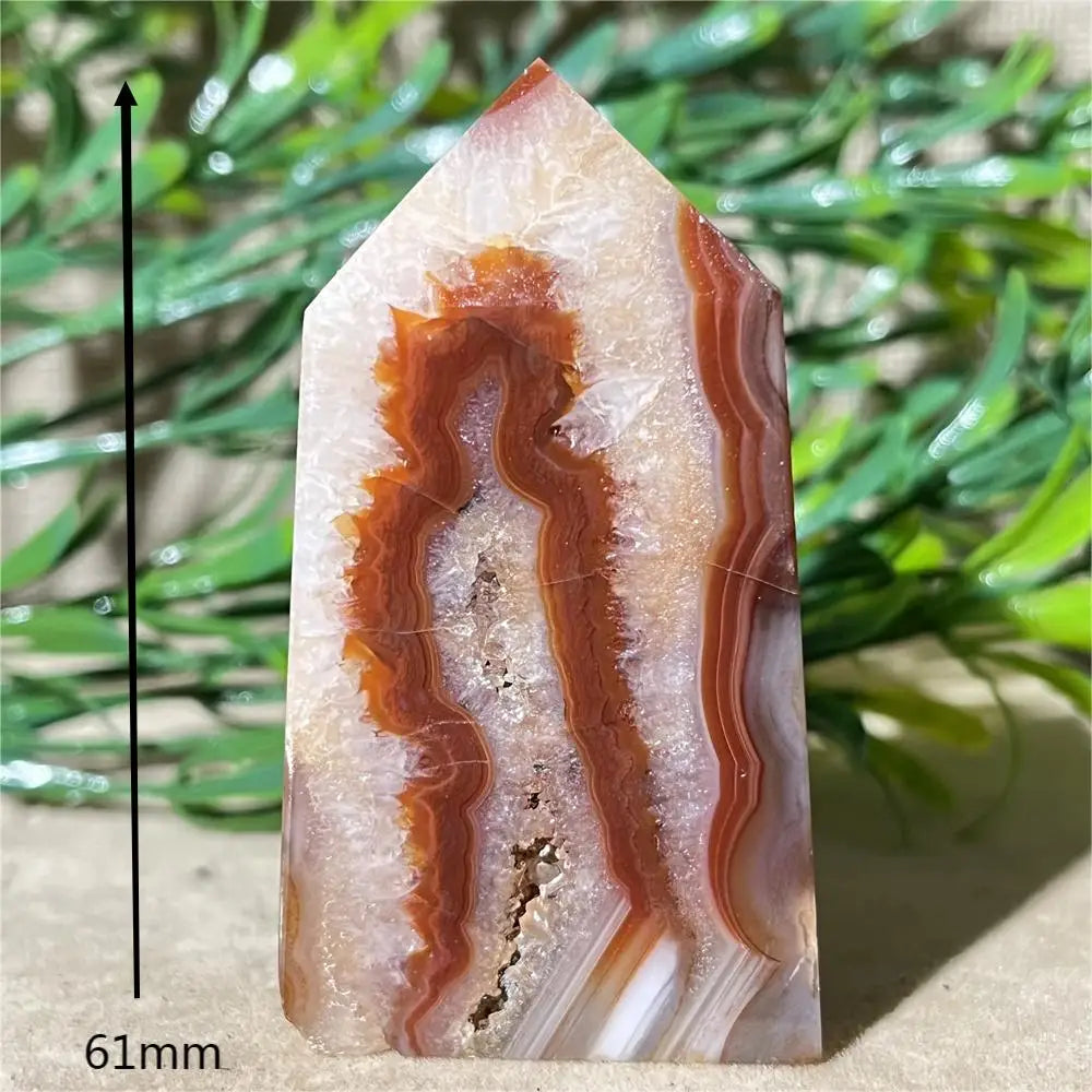 Natural Carnelian Agate Druzy Flat Tower