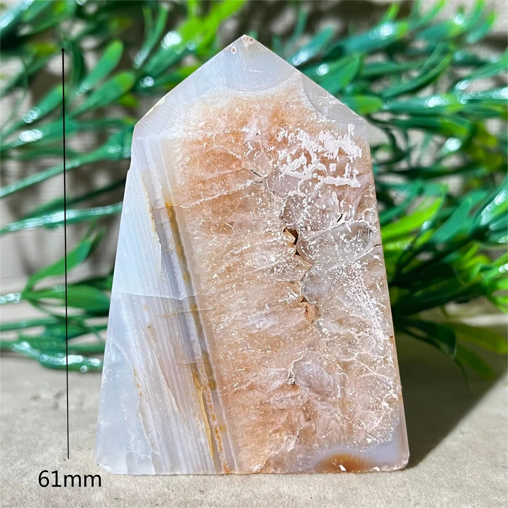Natural Carnelian Agate Druzy Flat Tower