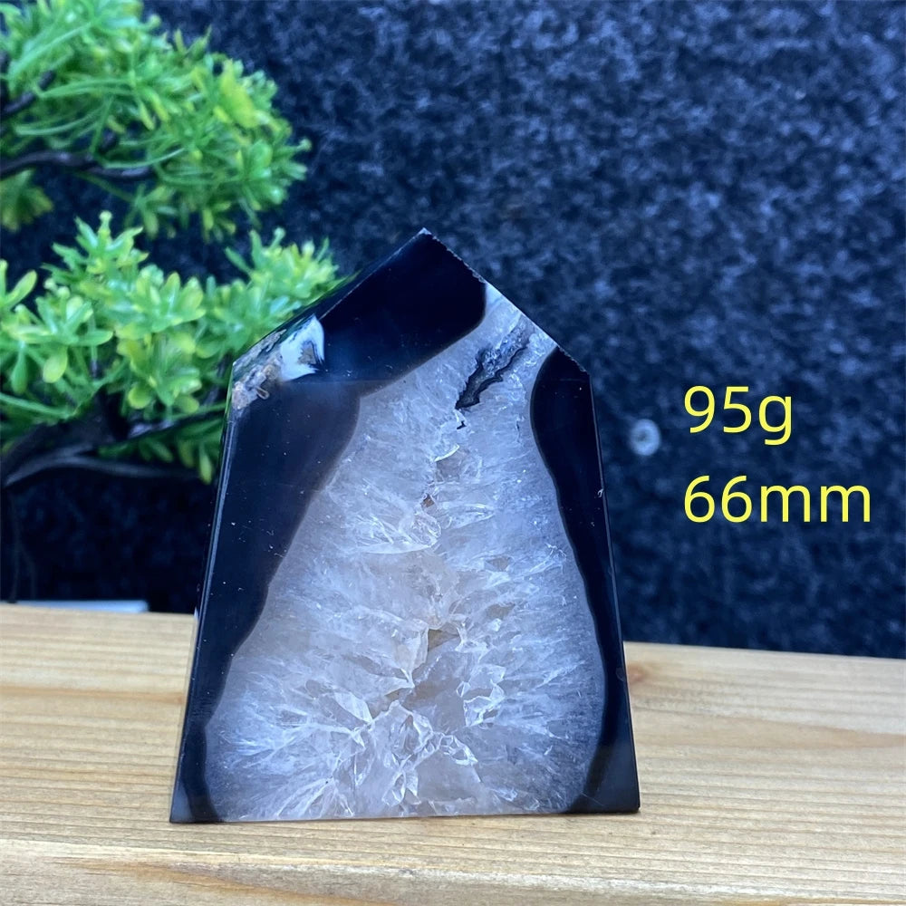 Black Agate Geode Obelisk