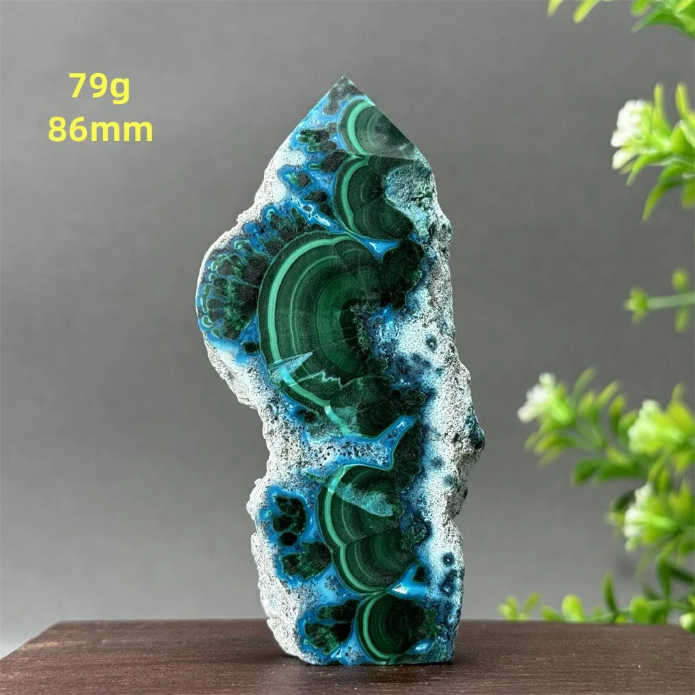 Tour de chrysocolle bleue naturelle, obélisque de forme libre, pierre brute, spécimen minéral, guérison Reiki, méditation, sorcellerie, décoration intérieure
