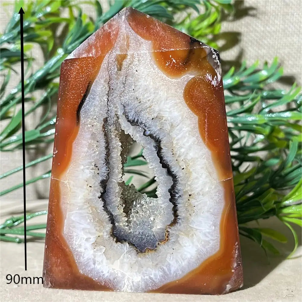Natural Carnelian Agate Druzy Flat Tower