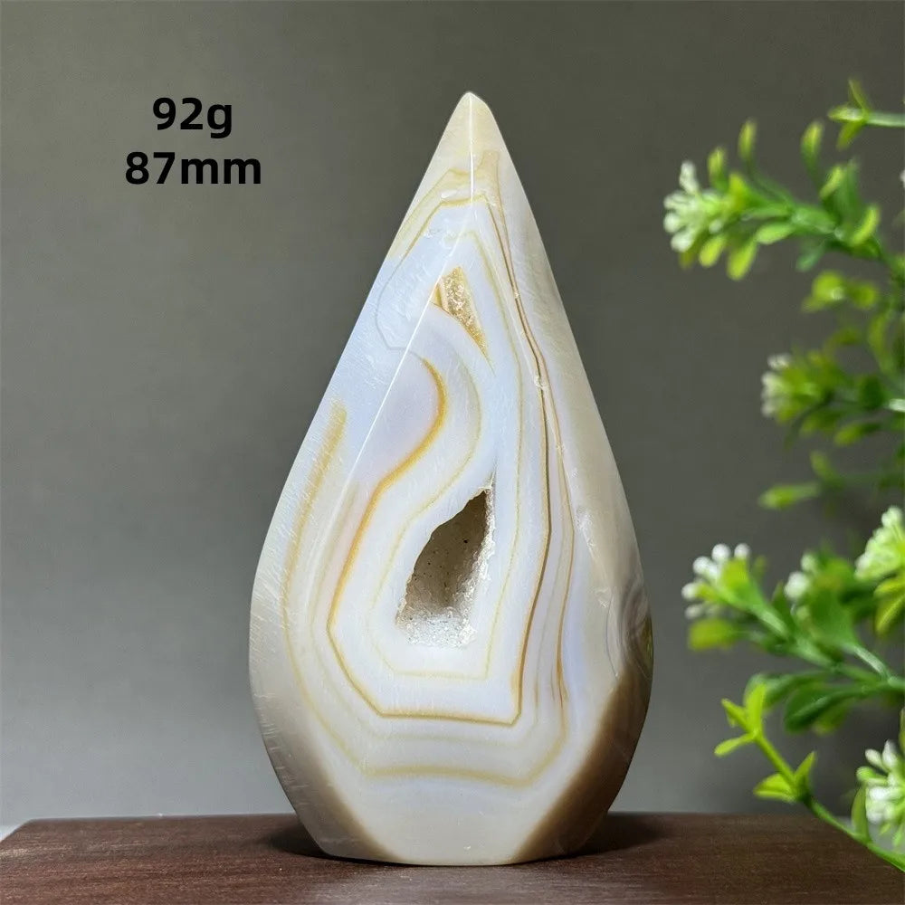 Natural Yellow Striped Agate Crystal Cave Free-Form Torch
