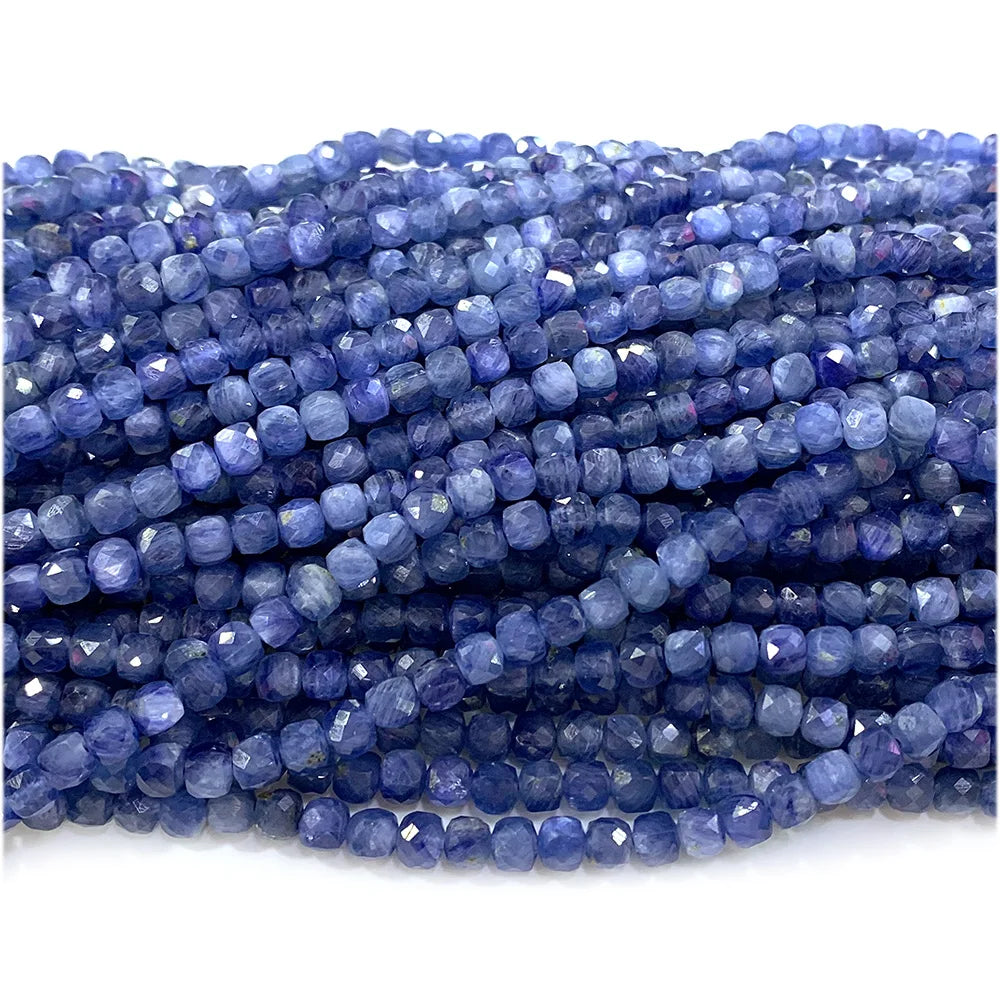 Natural Kyanite Faceted Cube Bead Strand