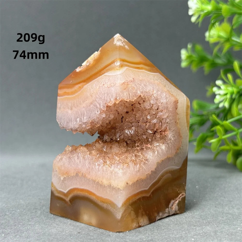 Natural Red Agate Cave Geode Obelisk