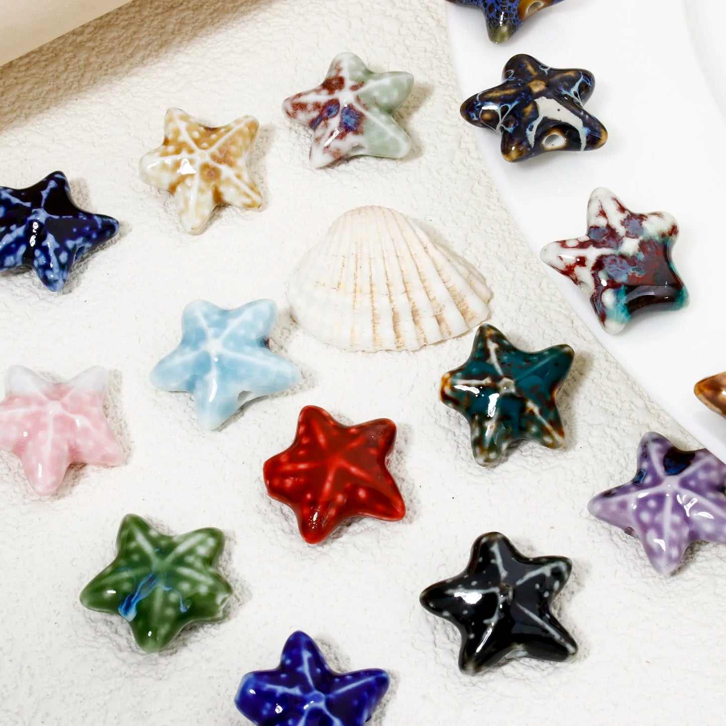 10 PCs Ceramic Starfish Beads (22mm x 19mm)