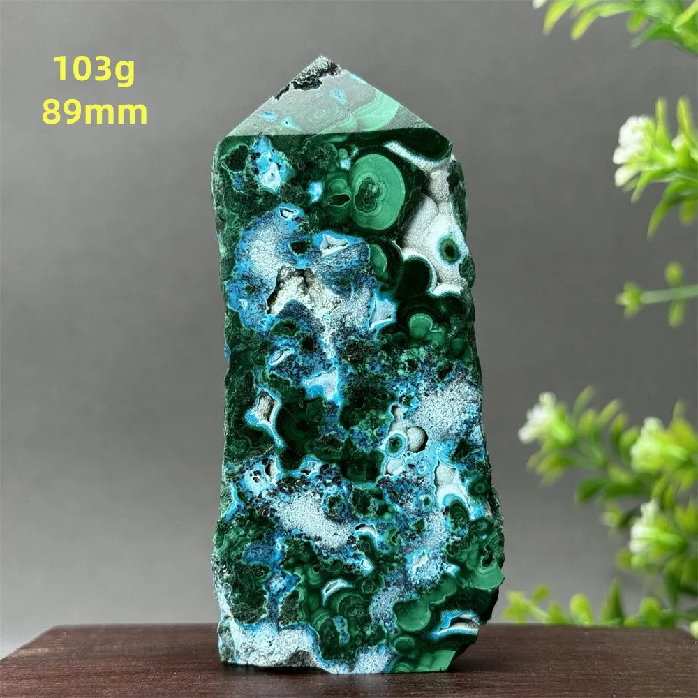 Tour de chrysocolle bleue naturelle, obélisque de forme libre, pierre brute, spécimen minéral, guérison Reiki, méditation, sorcellerie, décoration intérieure