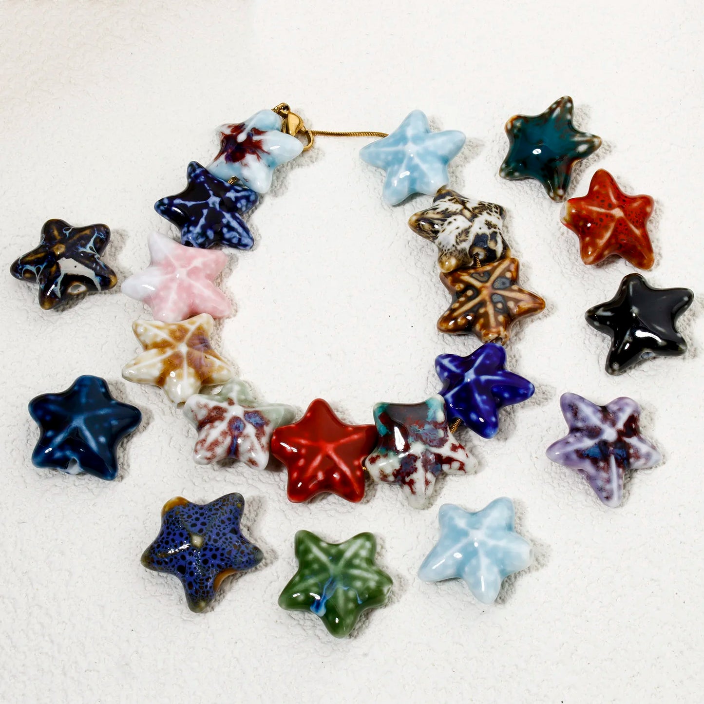 10 PCs Ceramic Starfish Beads (22mm x 19mm)