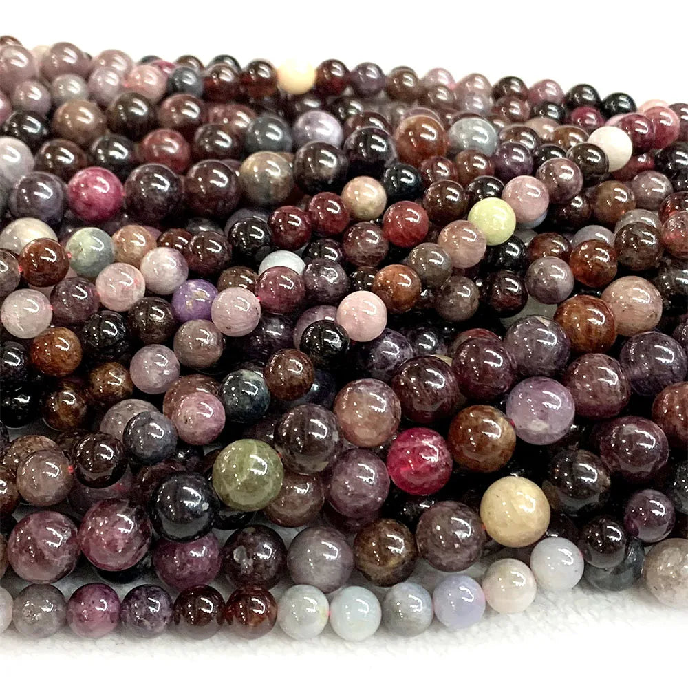 Natural Purple/Red Spinel Round Small Bead Strand