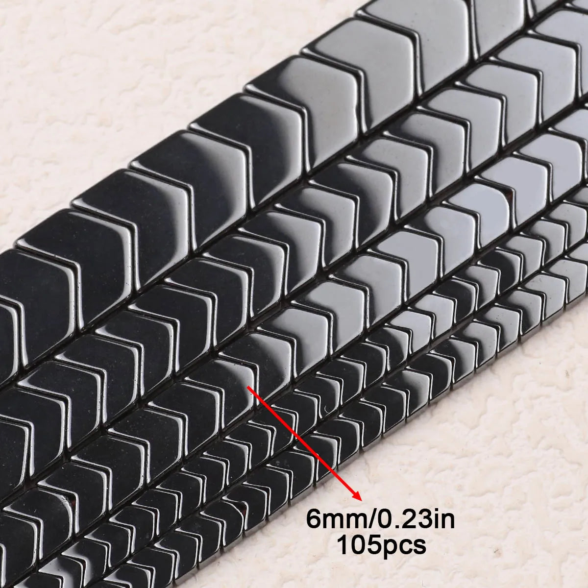 Black Hematite V-Shape Magnetic Bead Strand