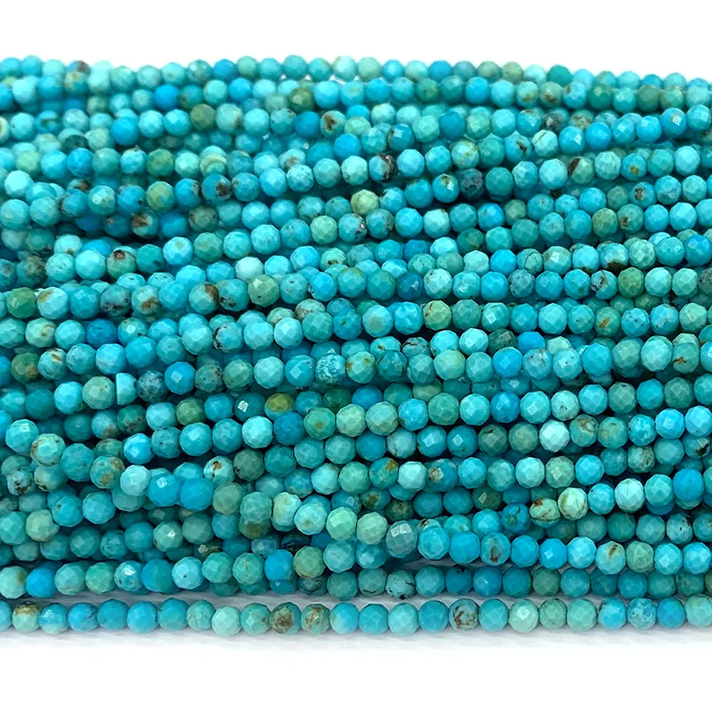Enhanced Blue Turquoise Faceted Round Small Bead Strand