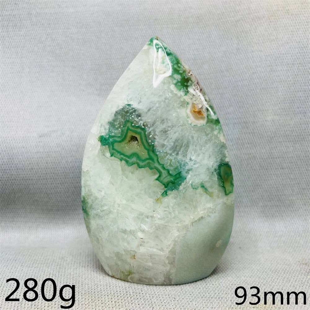 Green Cherry Blossom Agate Free Form Teardrop