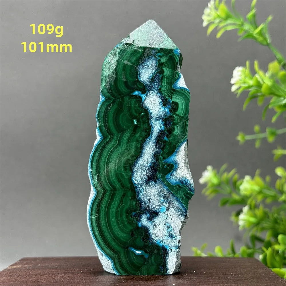 Tour de chrysocolle bleue naturelle, obélisque de forme libre, pierre brute, spécimen minéral, guérison Reiki, méditation, sorcellerie, décoration intérieure