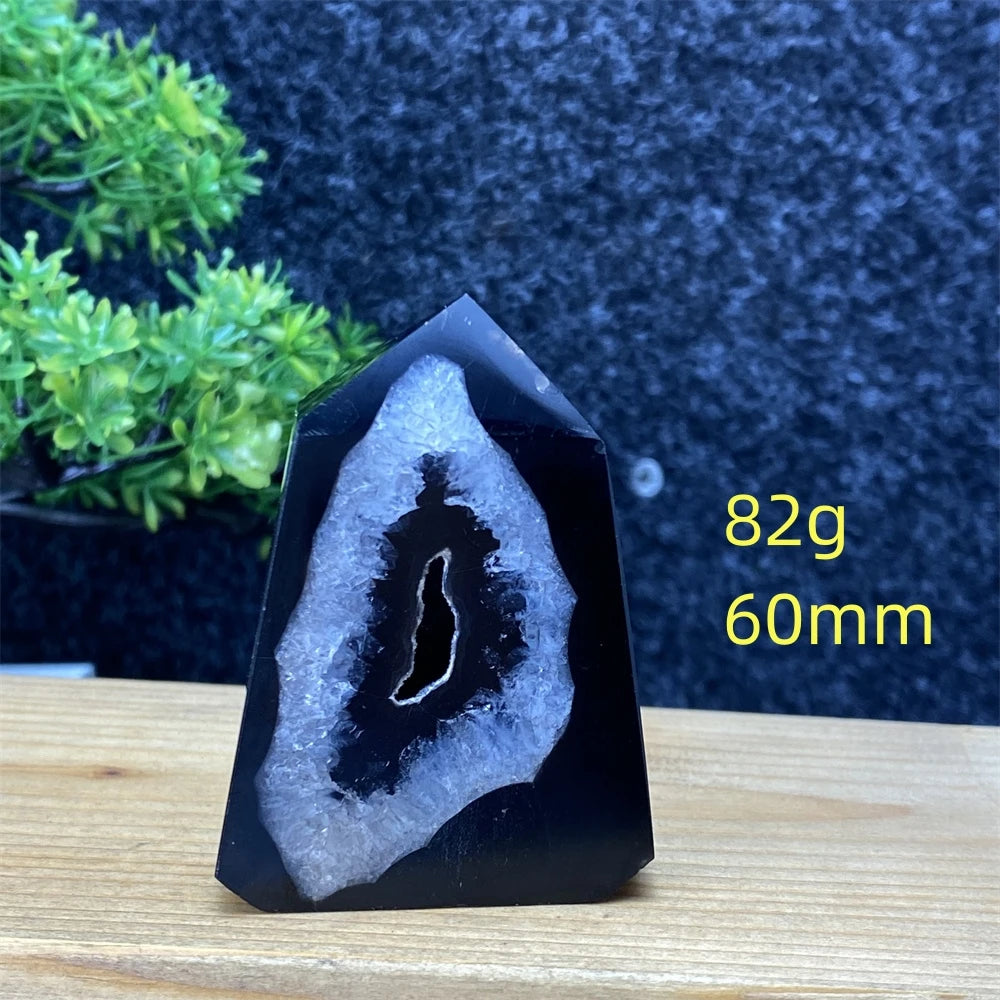Black Agate Geode Obelisk