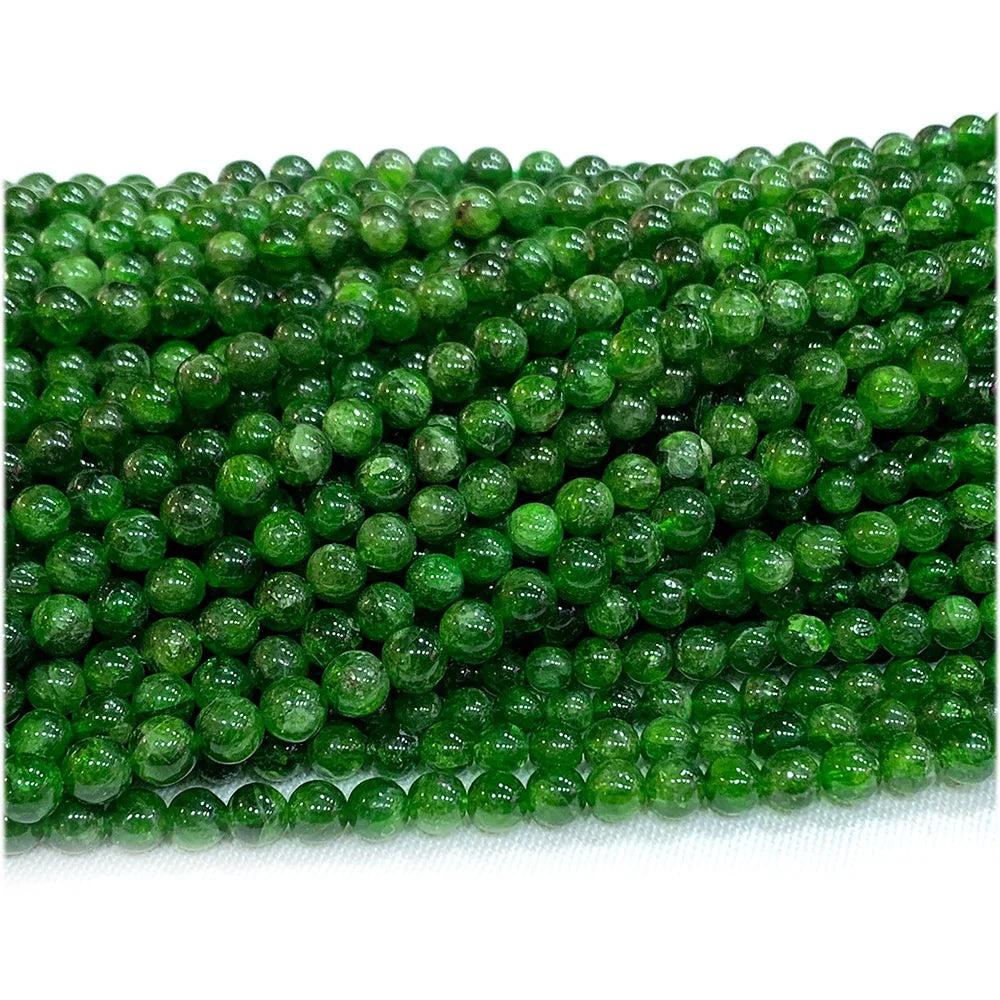 Naural Green Chrome Diopside Round Bead Strand