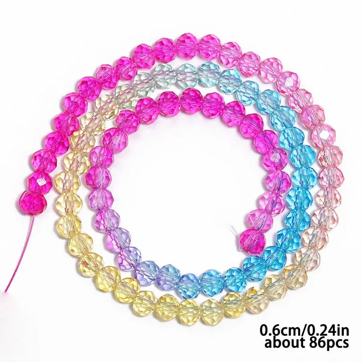 Faceted Rainbow Gradient Glass Crystal Rondelle Beads