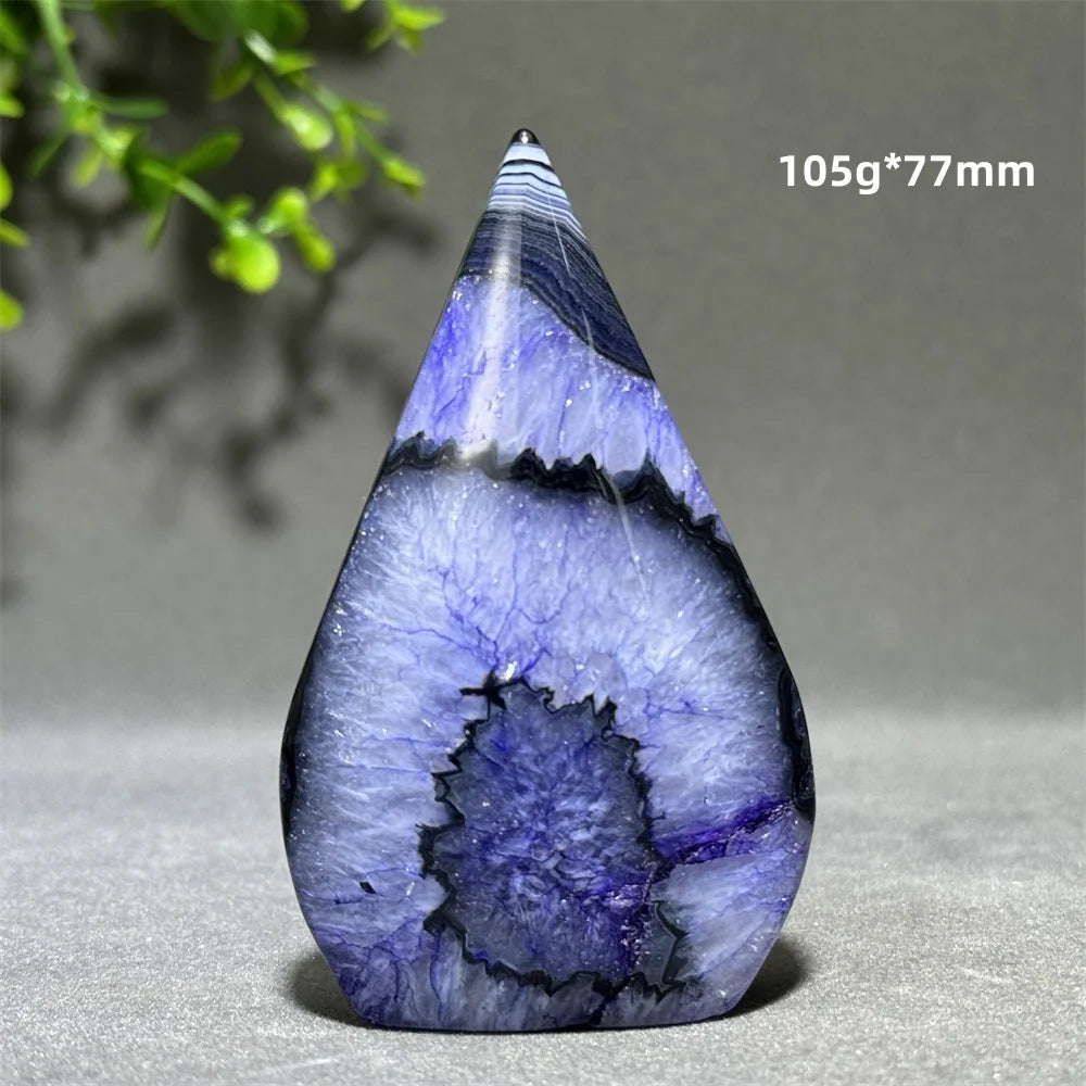 Dyed Purple Black Banded Agate Freeform Torch