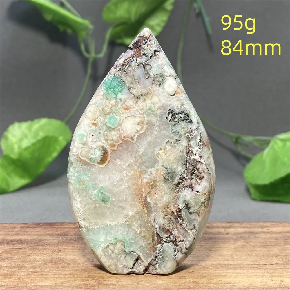 Natural Green Cherry Blossom Agate Freeform Torch