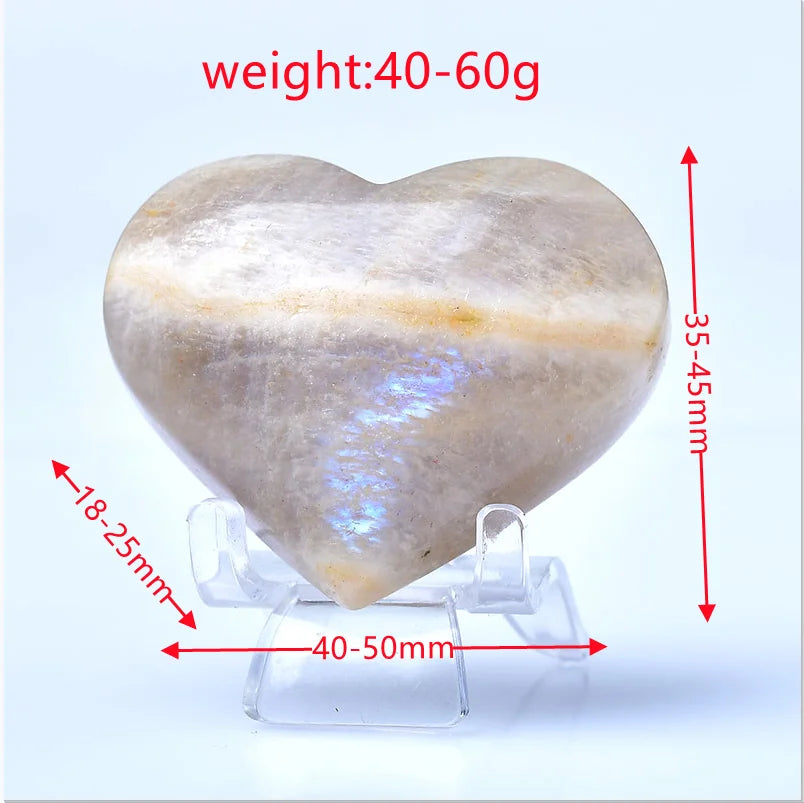 Natural Moonstone Hand-Polished Heart