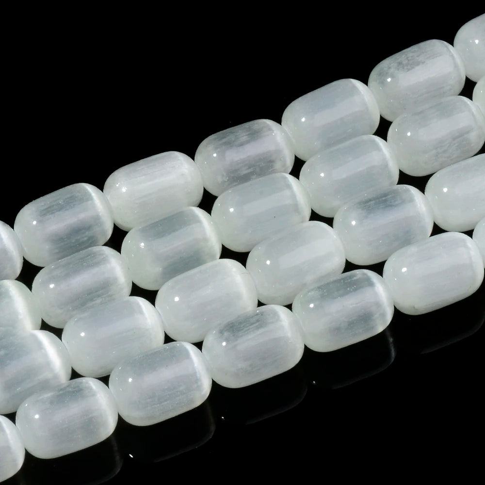 Natural Rainbow Selenite Cylinder Beads