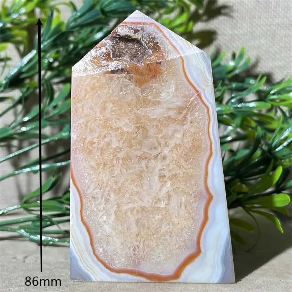 Natural Carnelian Agate Druzy Flat Tower
