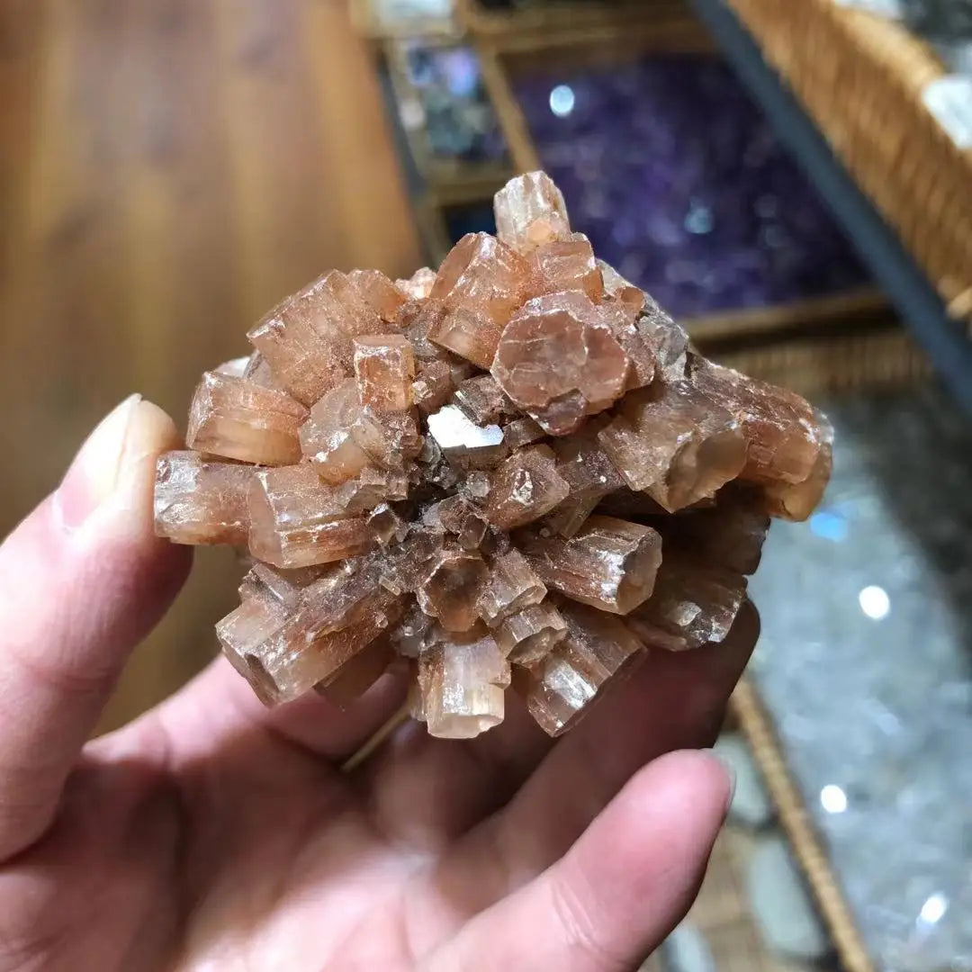 Natural Orange Aragonite Quartz Crystal Cluster
