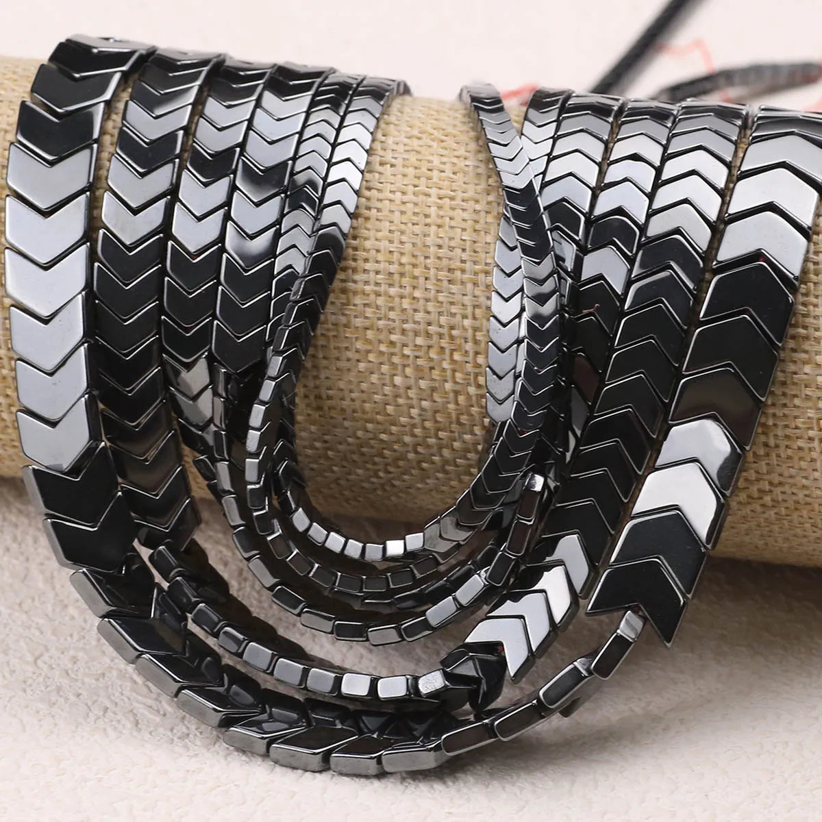 Black Hematite V-Shape Magnetic Bead Strand
