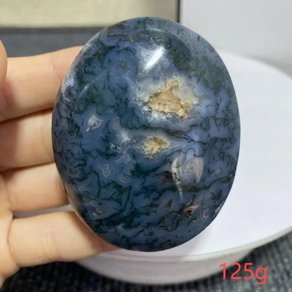 Natural Moss Agate Palm Stone