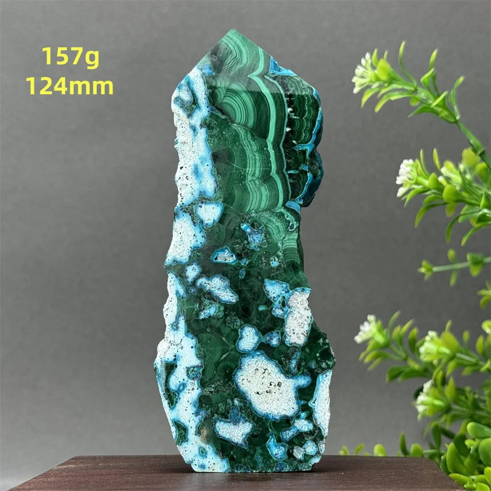 Tour de chrysocolle bleue naturelle, obélisque de forme libre, pierre brute, spécimen minéral, guérison Reiki, méditation, sorcellerie, décoration intérieure