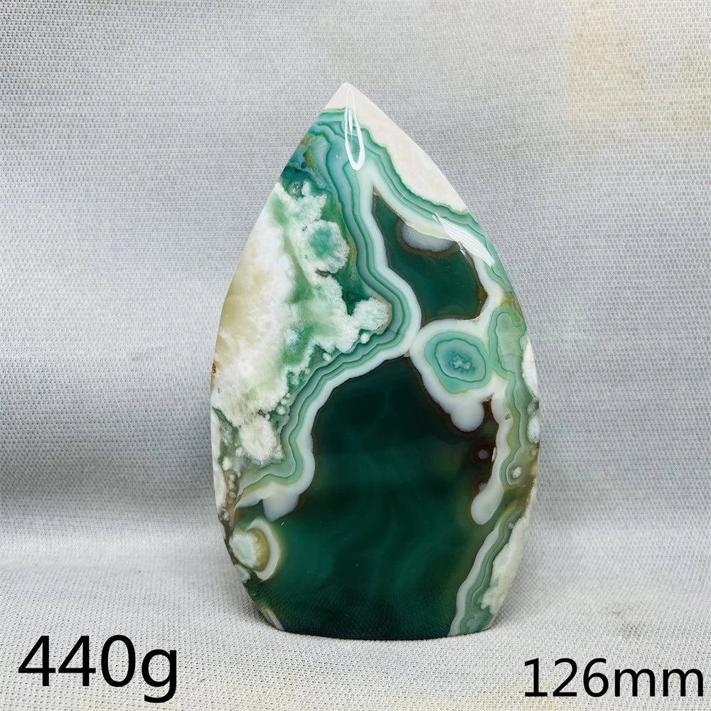 Green Cherry Blossom Agate Free Form Teardrop