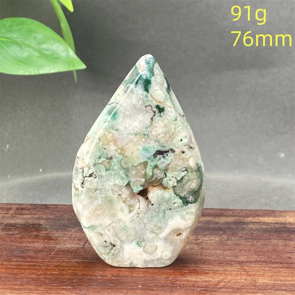 Natural Green Cherry Blossom Agate Freeform Torch