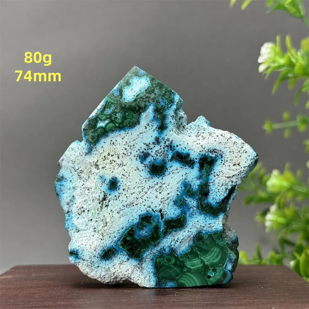 Tour de chrysocolle bleue naturelle, obélisque de forme libre, pierre brute, spécimen minéral, guérison Reiki, méditation, sorcellerie, décoration intérieure