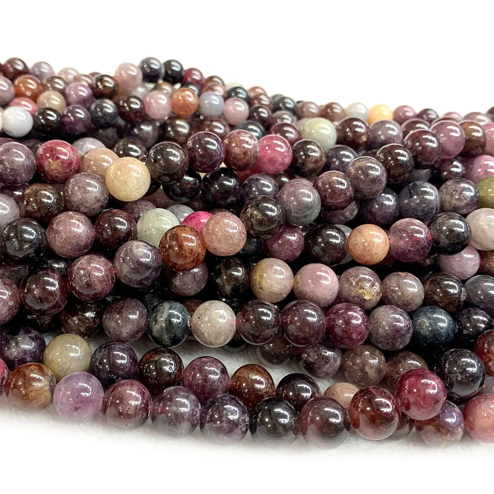 Natural Purple/Red Spinel Round Small Bead Strand