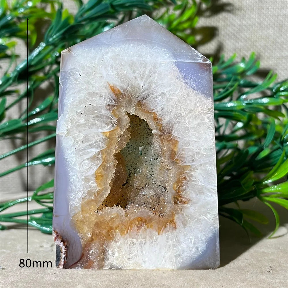Natural Carnelian Agate Druzy Flat Tower