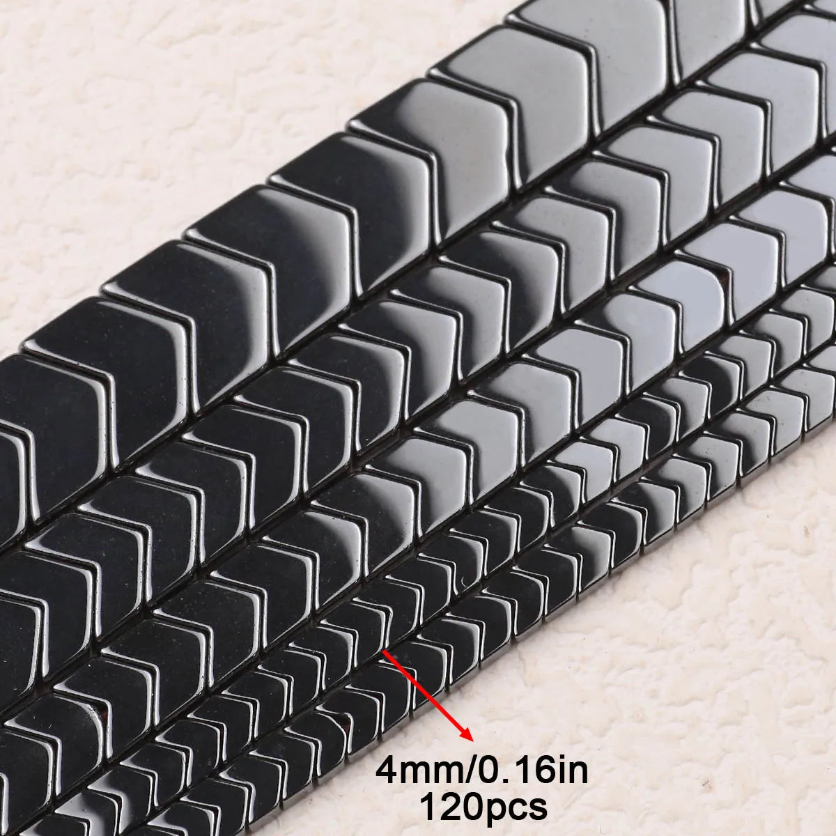 Black Hematite V-Shape Magnetic Bead Strand