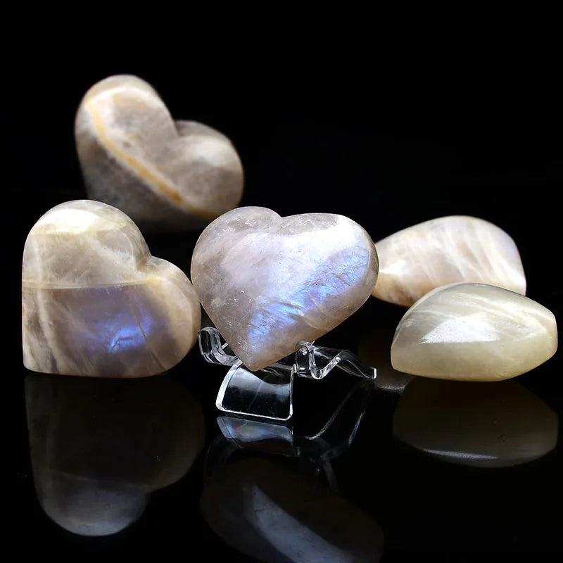 Natural Moonstone Hand-Polished Heart