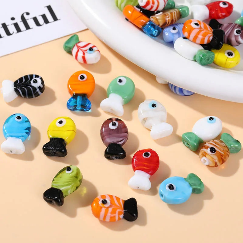 2pcs Artisan Handmade Glass Fish Beads