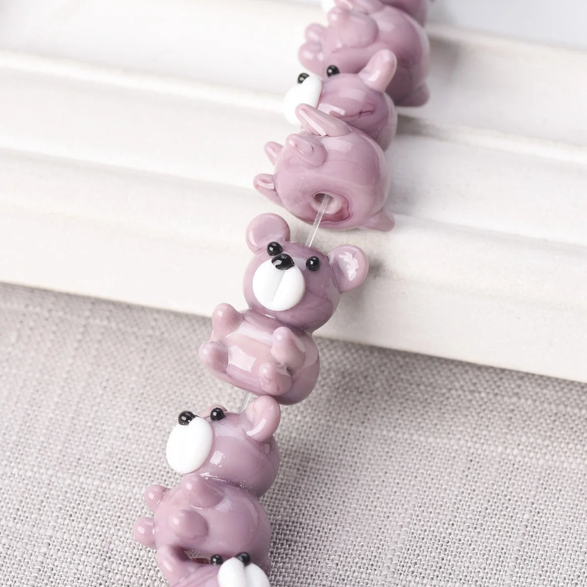 2pcs Bear Handmade Lampwork Glass Beads (15x20mm)