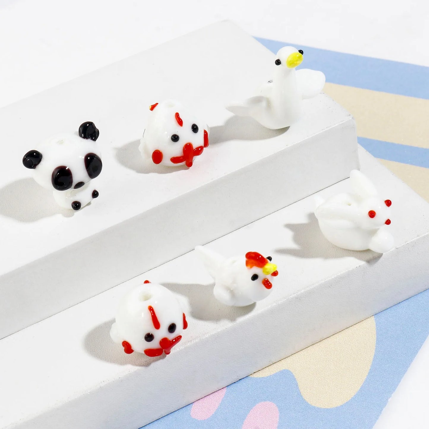 2pcs Panda Lampwork Glass Beads (14mm)