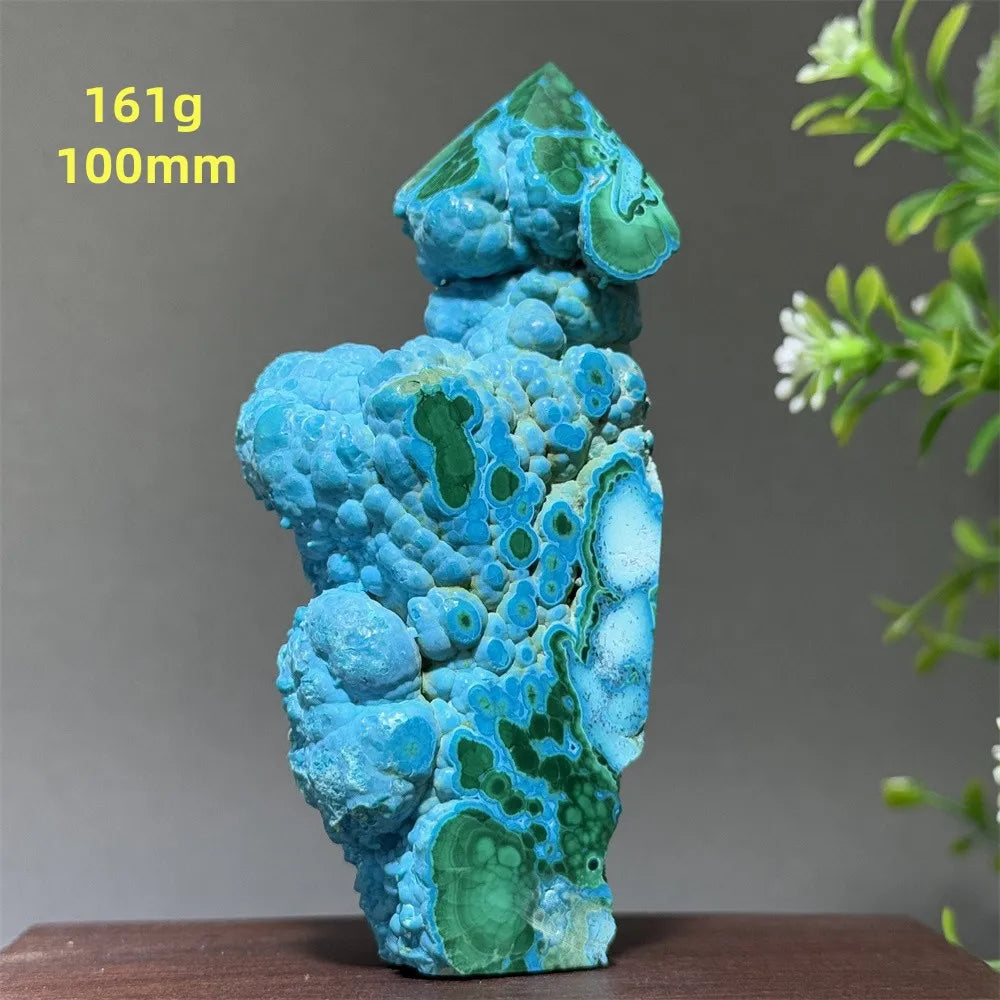 Tour de chrysocolle bleue naturelle, obélisque de forme libre, pierre brute, spécimen minéral, guérison Reiki, méditation, sorcellerie, décoration intérieure