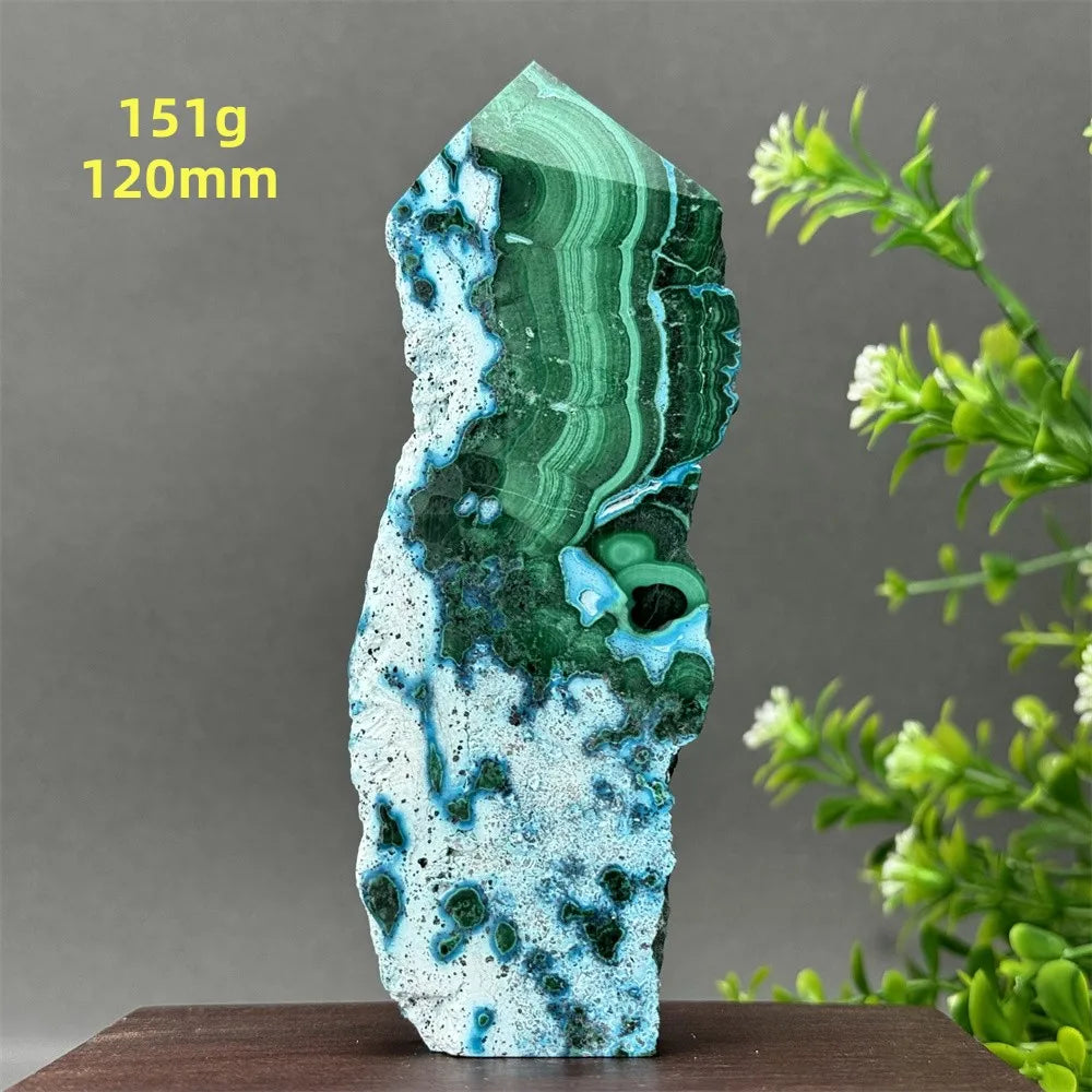 Tour de chrysocolle bleue naturelle, obélisque de forme libre, pierre brute, spécimen minéral, guérison Reiki, méditation, sorcellerie, décoration intérieure