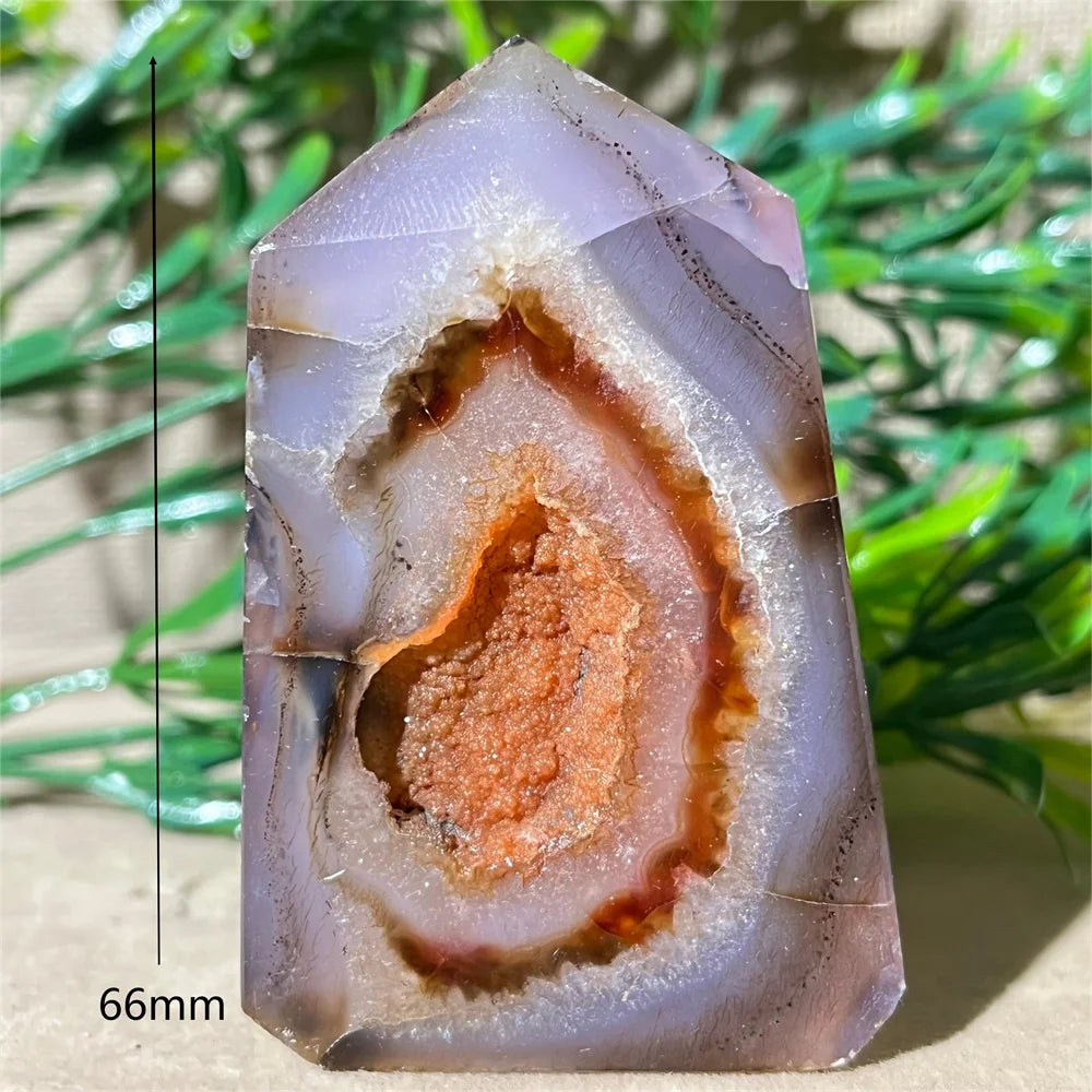 Natural Carnelian Agate Druzy Flat Tower
