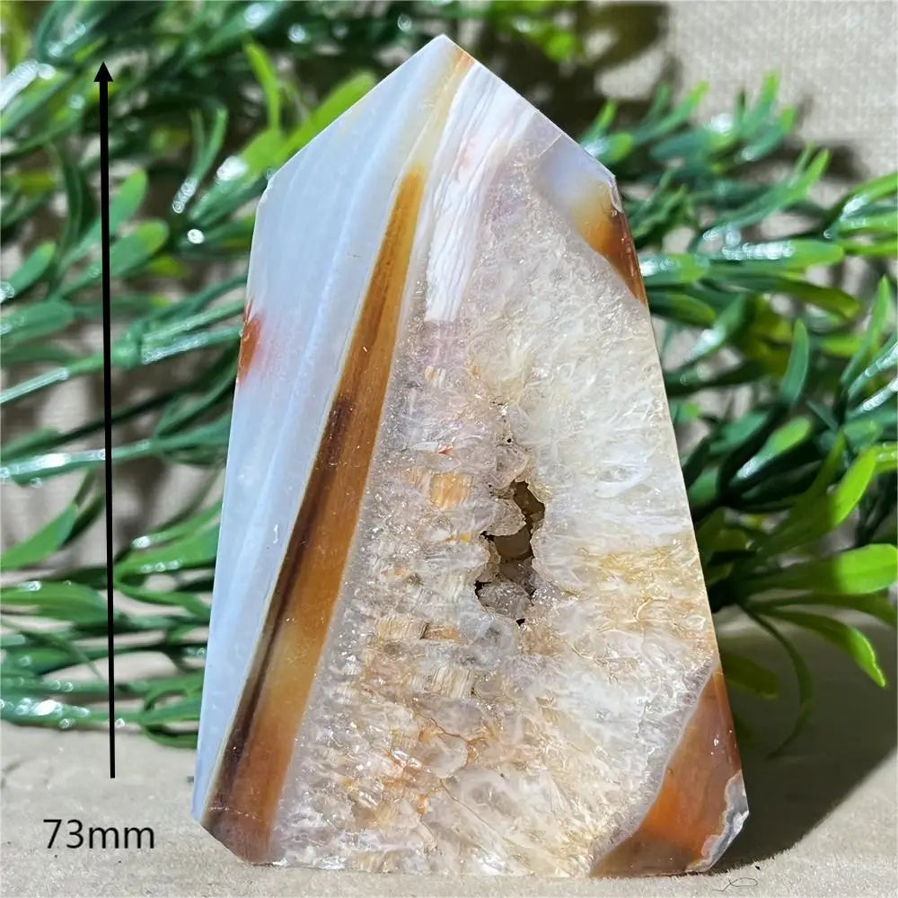 Natural Carnelian Agate Druzy Flat Tower