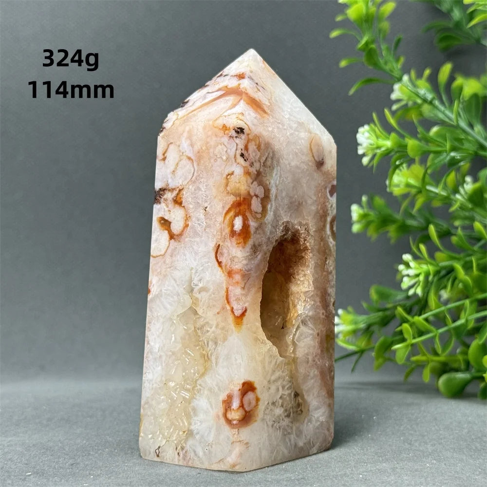 Natural Red Agate Cave Geode Obelisk