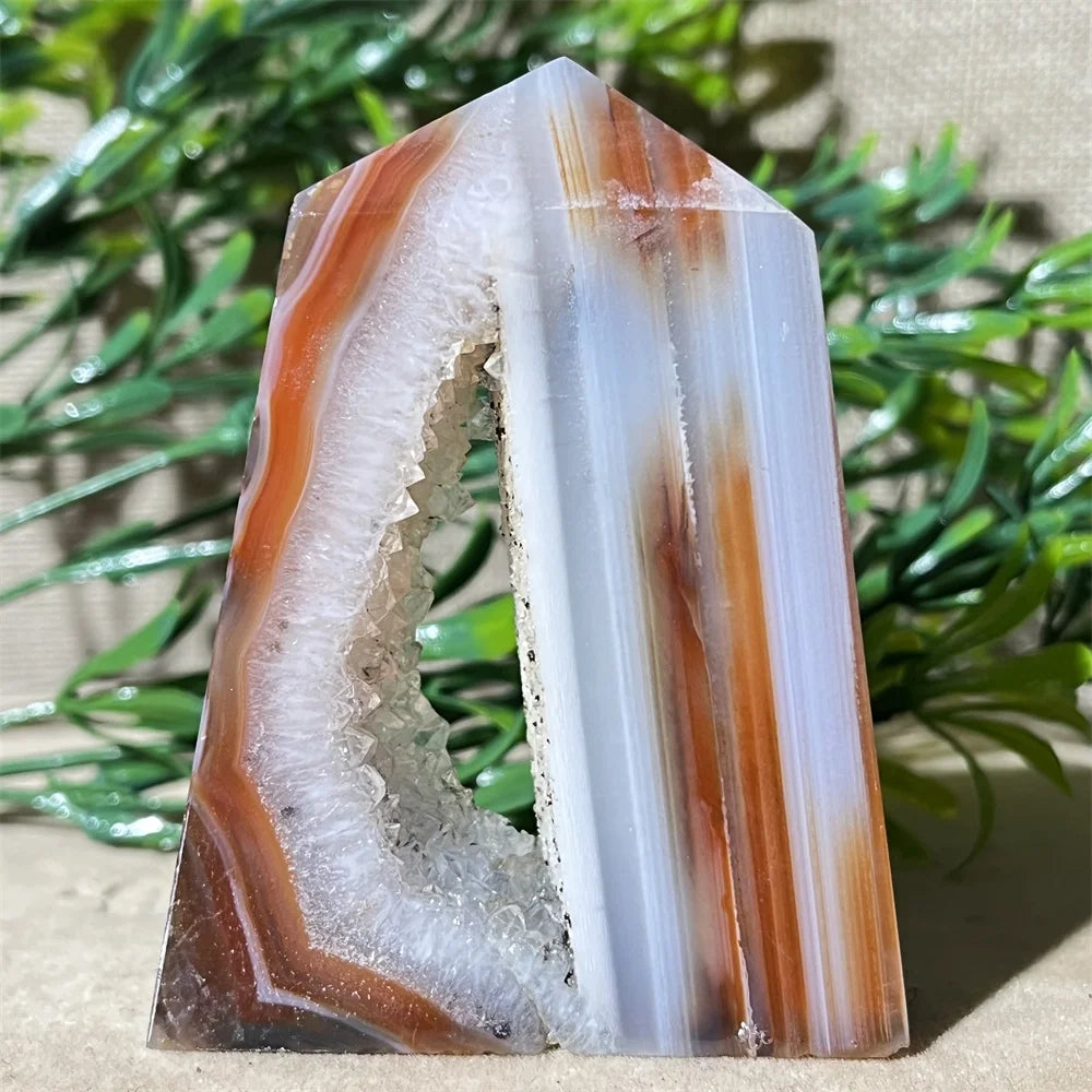 Natural Carnelian Agate Druzy Flat Tower