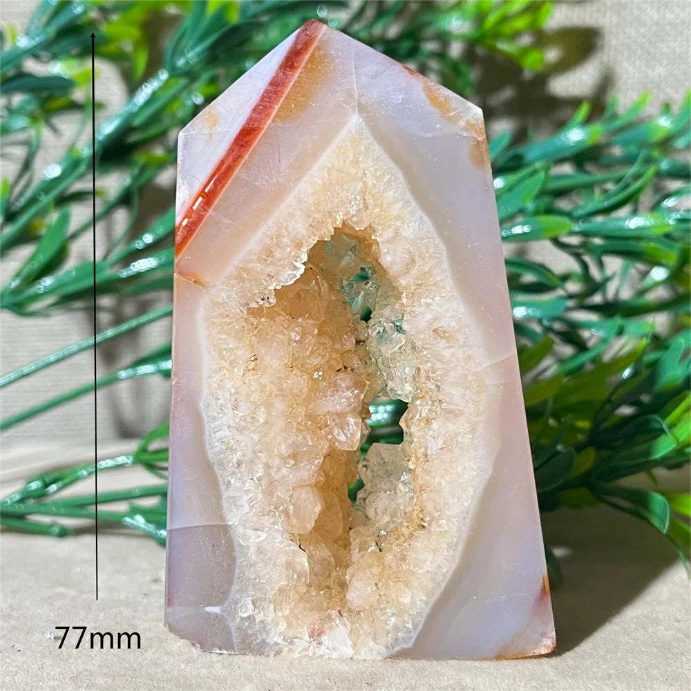 Natural Carnelian Agate Druzy Flat Tower