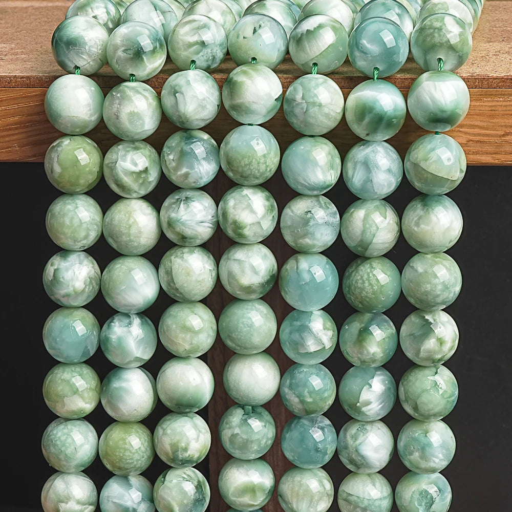 HQ Genuine Natural Green Angelite Bead Strand