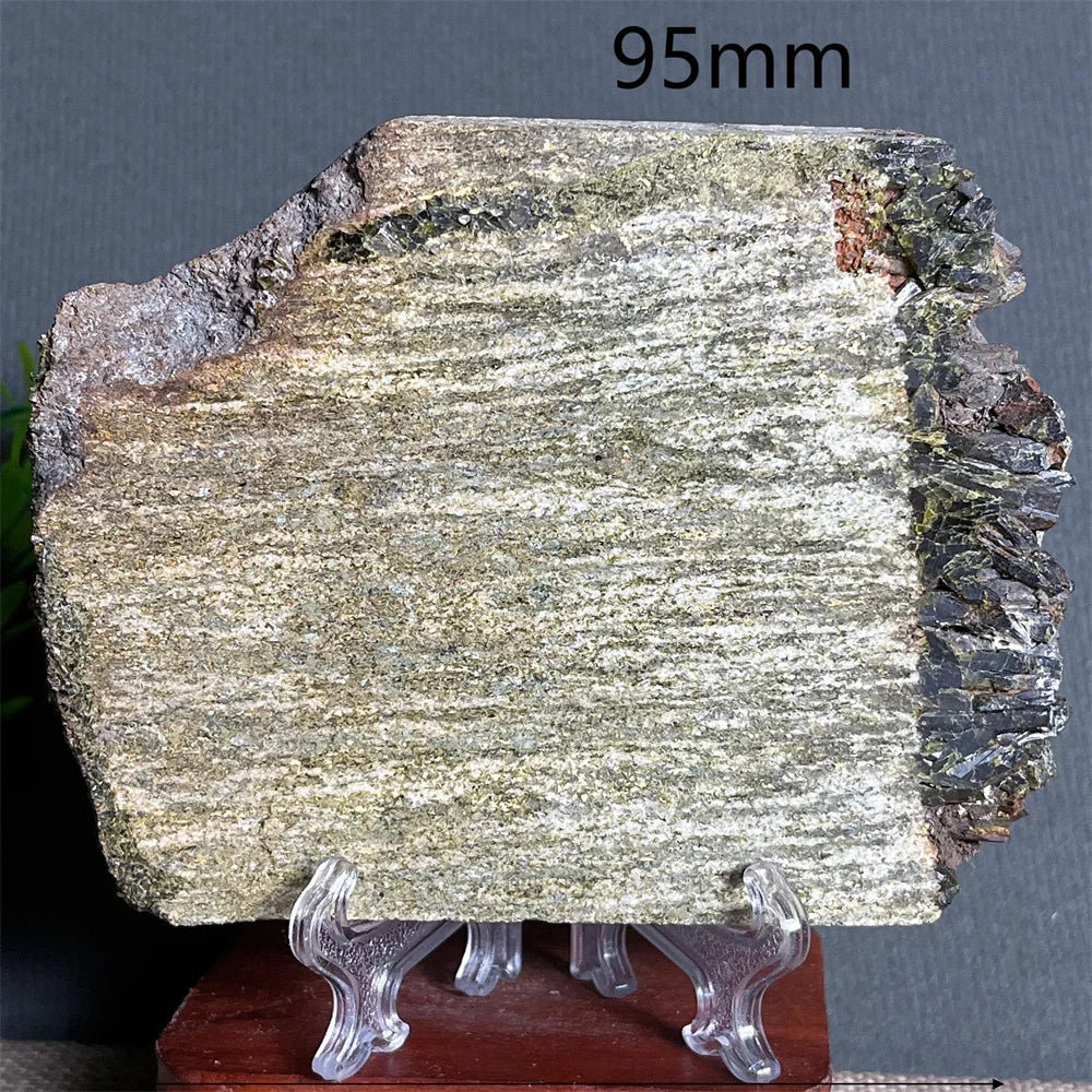Natural Green Tourmaline Slab Specimen (With Stand)
