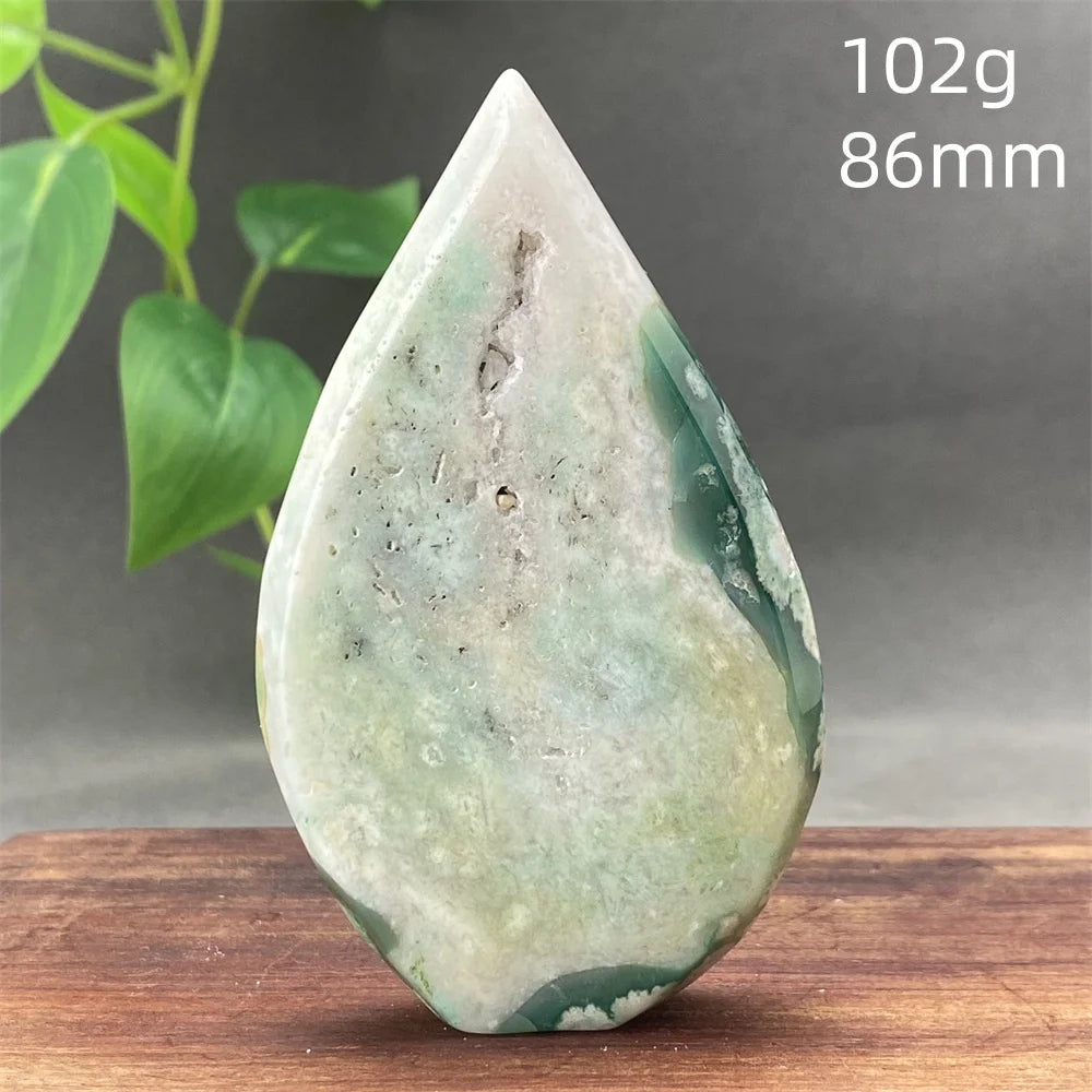 Natural Green Cherry Blossom Agate Freeform Torch