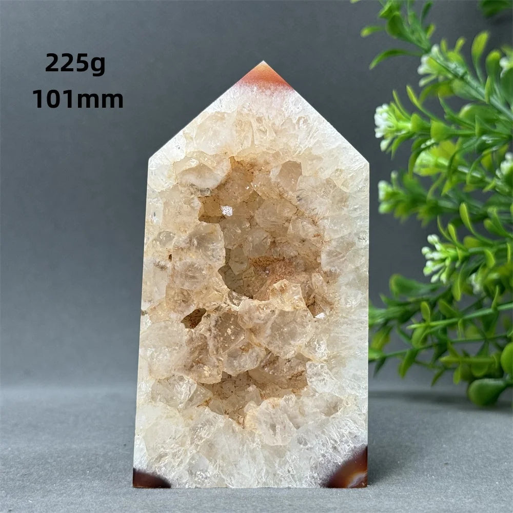 Natural Red Agate Cave Geode Obelisk